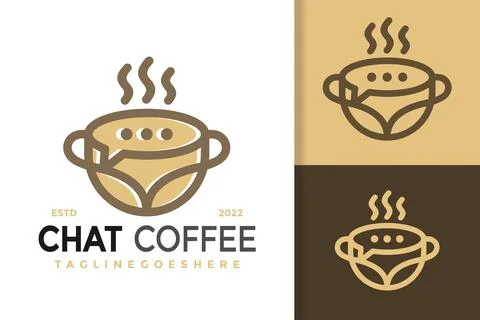 Chat Coffee Talk Logo Design, brand identity logos vector, modern logo, Logo  스톡 일러스트