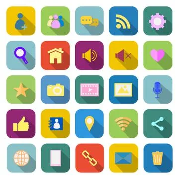 Chat color icons with long shadow Stock Illustration