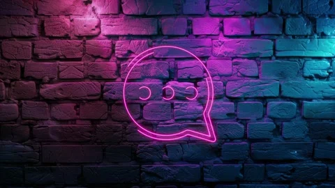Chat, comment icon neon animation on brick wall Stock Footage 275359056