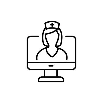 Chat consultation linear icon. Personalized care for urgent and on-going medi Stock Illustration