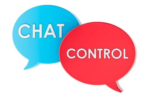 Chat control speech bubbles for message monitoring and online regulation. 3.. Stock Illustration