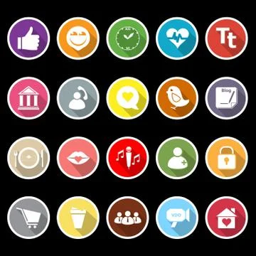 Chat conversation flat icons with long shadow Illustrazione stock