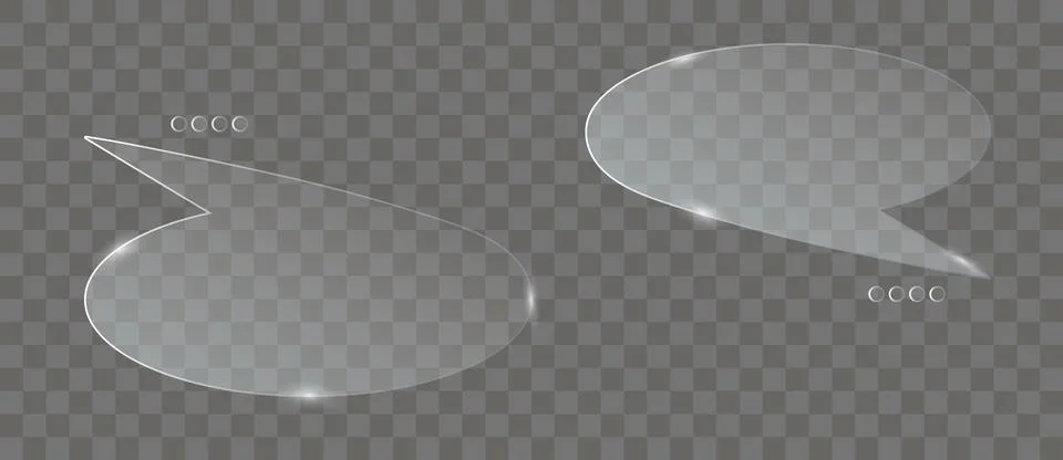 Chat dialog boxes glases. Set of realistic glass speech Illustrazione stock