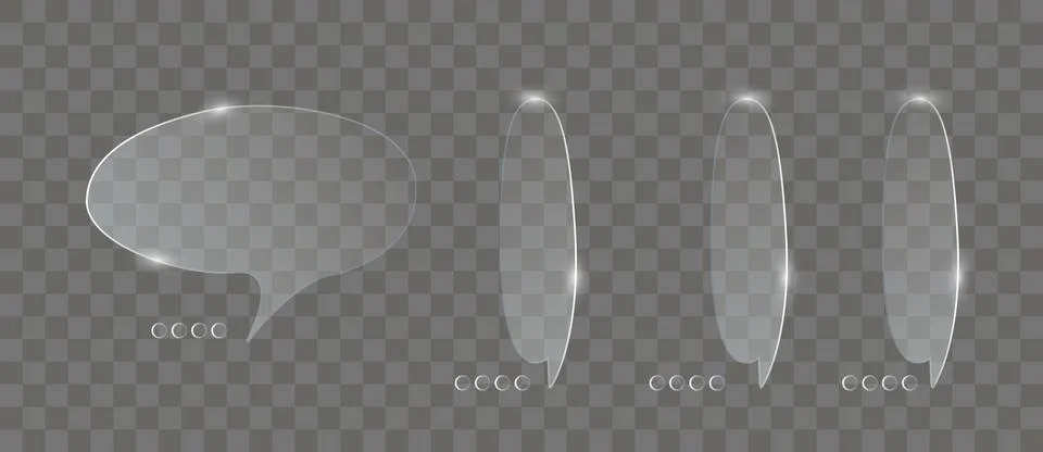 Chat dialog boxes glases. Set of realistic glass speech Illustrazione stock