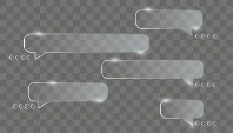 Chat dialog boxes glases. Set of realistic glass speech Stock Illustration