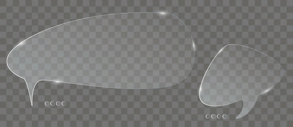 Chat dialog boxes glases. Set of realistic glass speech Illustrazione stock