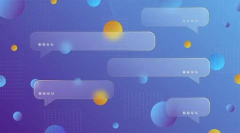 Chat dialog boxes in glass morphism effect style. Transparent frosted acrylic Stock Illustration