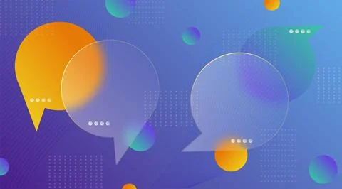 Chat dialog boxes in glass morphism effect style Stock Illustration