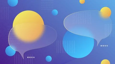 Chat dialog boxes in glass morphism effect style Stock Illustration