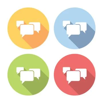 Chat Dialog Group Flat Icons Set Illustrazione stock