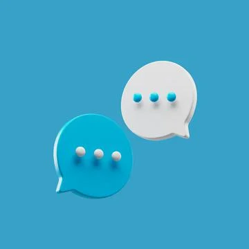 Chat discussion icons simple 3d render illustration isolated on blue backgrou Stock Illustration