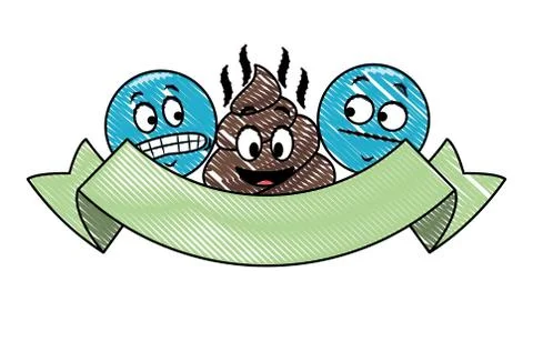 Chat emoticons with ribbon banner scribble Ilustración de archivo