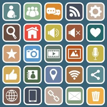 Chat flat icons on blue background イラスト素材