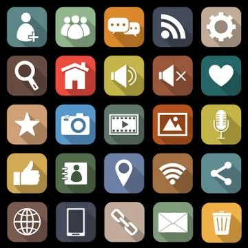 Chat flat icons with long shadow Stock Illustration