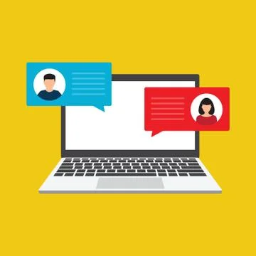 Chat flat vector laptop chatting icon 库存插图