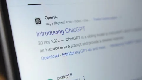 Chat gpt app by open ai artificial intelligence webiste on google browser. Video stock 299897577