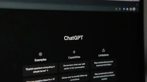 Chat GPT Artificial Intelligence on Computer Screen Видео 240576446