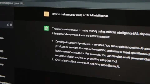 Chat GPT generating answer on Computer Screen Видео 240576598