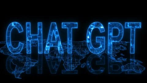 CHAT GPT Glowing Text Over World Map イラスト素材