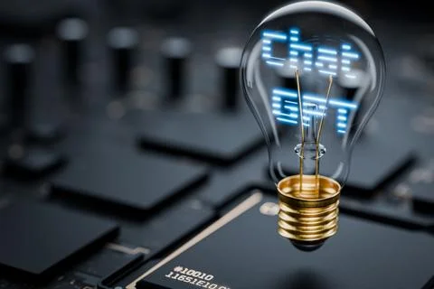 Chat gpt in a light bulb. New model of chat with artificial intelligence. Stock Illustration