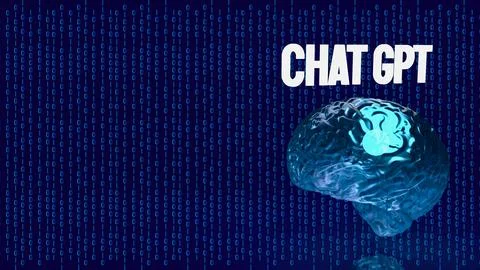 The chat gpt text and brain for technology concept 3d rendering Illustrazione stock