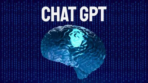The chat gpt text and brain for technology concept 3d rendering Illustrazione stock