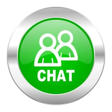 Chat green circle chrome web icon isolated. Stock Illustration