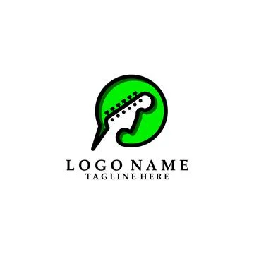 Chat guitar logo design vector Stock Illustration