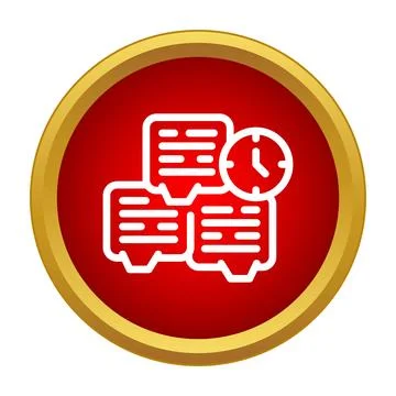 Chat history clock icon red button Stock Illustration
