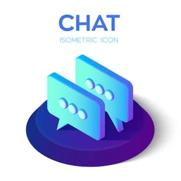 Chat icon. 3D Isometric Chat sign. Created For Mobile, Web, Decor, Print Prod Illustrazione stock