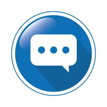 Chat icon on blue 3D button, vector illustration on isolated background Stock Illustration