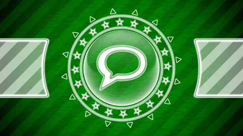Chat icon in circle shape and green striped background. Illustration. Stock Footage 130495099