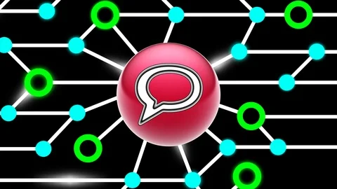Chat icon on circuit board. Looping footage. Illustration. Stock Footage 123454077