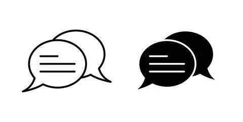 Chat icon collection in black, Line icons, flat symbols Stock Illustration