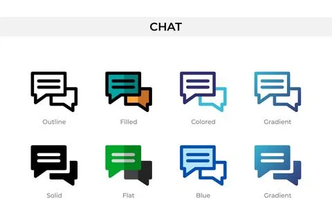 Chat icon in different style. Chat vector icons designed in outline, solid,.. Stock Illustration