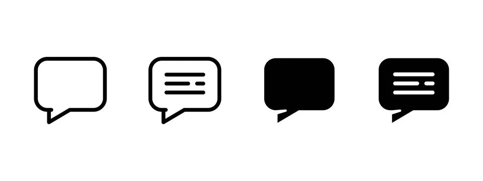 Chat icon. Empty and filled speech bubbles with and without text vector ill.. Stock Illustration