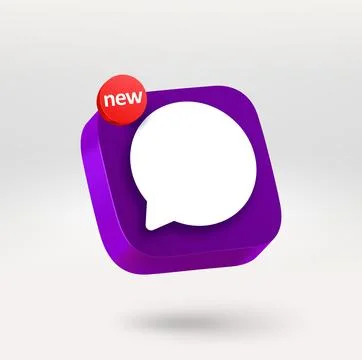 Chat icon with informer. Mobile application icon. 3d vector icon isolated o.. Stock Illustration