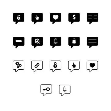 Chat Icon, Message icon set, Graphic Stock Illustration
