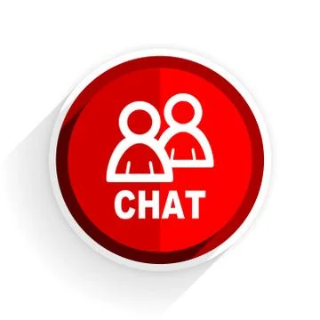 Chat icon, red circle flat design internet button, web and mobile app illustr Stock Illustration