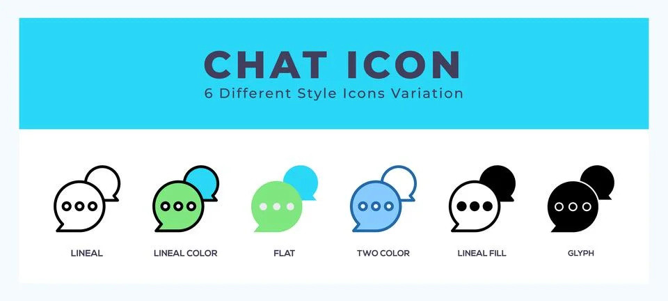 Chat icon set with different styles. Design elements for logo. Vector illus.. Stock Illustration