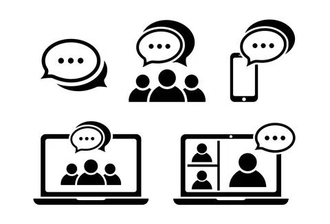 Chat icon set in flat style Online message symbols Stock Illustration
