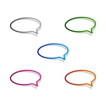 Chat Icon with Speech Bubble and Shadow, Set of Thought, Dream cloud. Talk Ba Stock Illustration