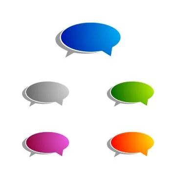 Chat Icon with Speech Bubble and Shadow, Set of Thought, Dream cloud. Talk Ba Stock Illustration
