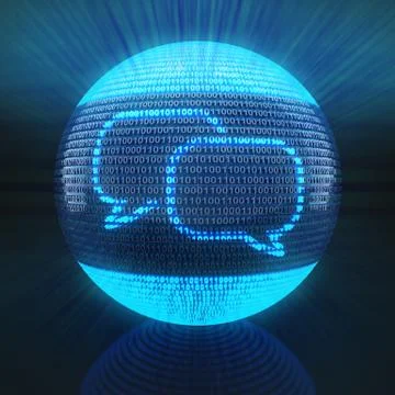 Chat icon on sphere formed by binary code Stock Illustration