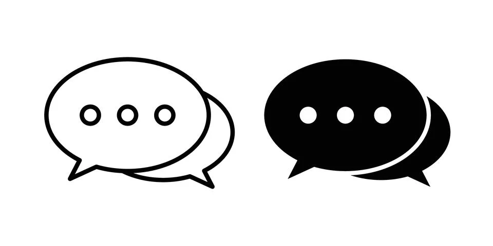 Chat icon thin line and clipart style vector set Illustrazione stock