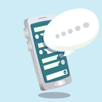 Chat Icon in trendy flat style isolated in front of smartphone. Speech icon Stock Illustration