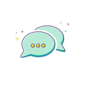 Chat Icon in trendy style - thin line flat design. Group speech bubbles Stock Illustration