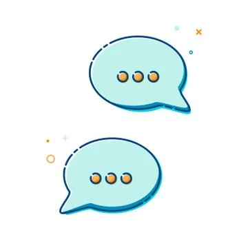 Chat Icon in trendy style - thin line flat design. Group speech bubbles Stock Illustration