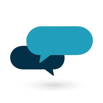 Chat icon vector design element. Blue talk bubble speech sign. Dialogue balloon Illustrazione stock