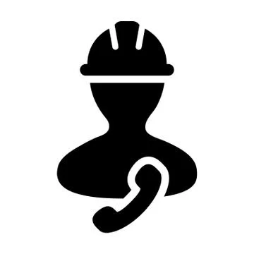 Chat icon vector male construction worker person profile avatar with phone 스톡 일러스트